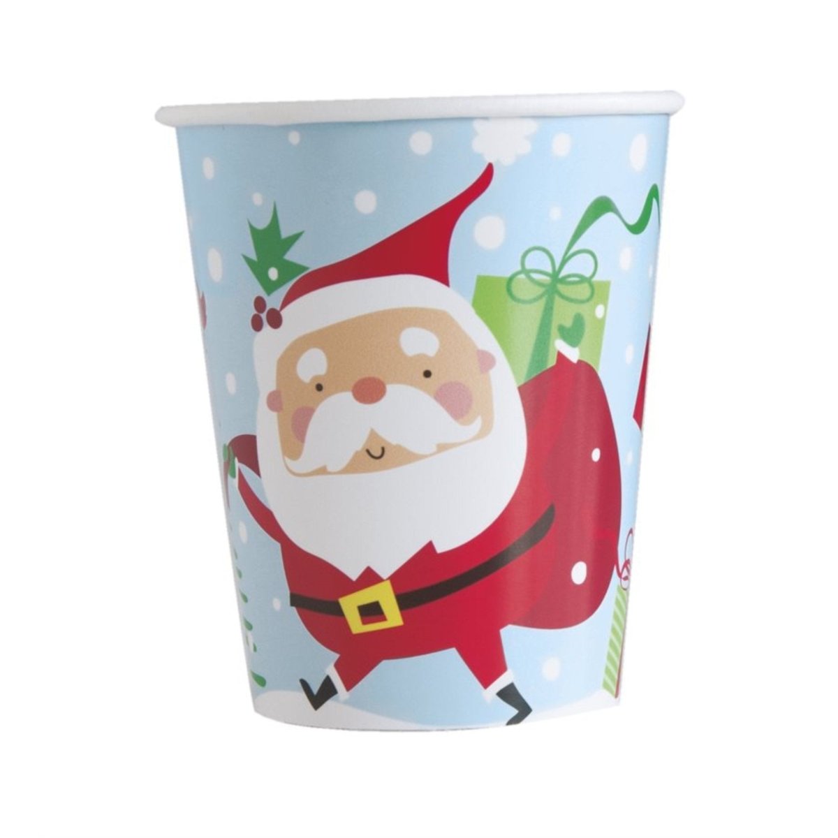 Colorful Santa 9oz Paper Cups 8pk - PoundToys